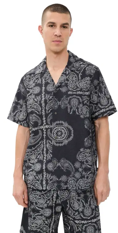 Les Deux Paisley Shirt Tap hoe Black | Thumbnail 1