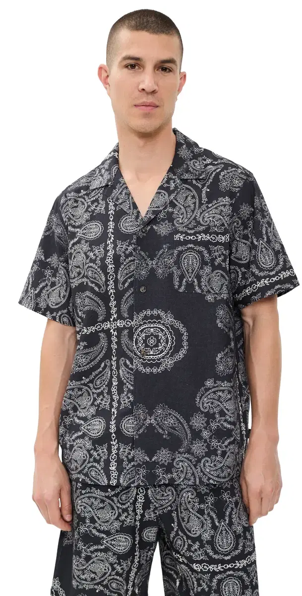 Les Deux Paisley hirt Tap hoe Black