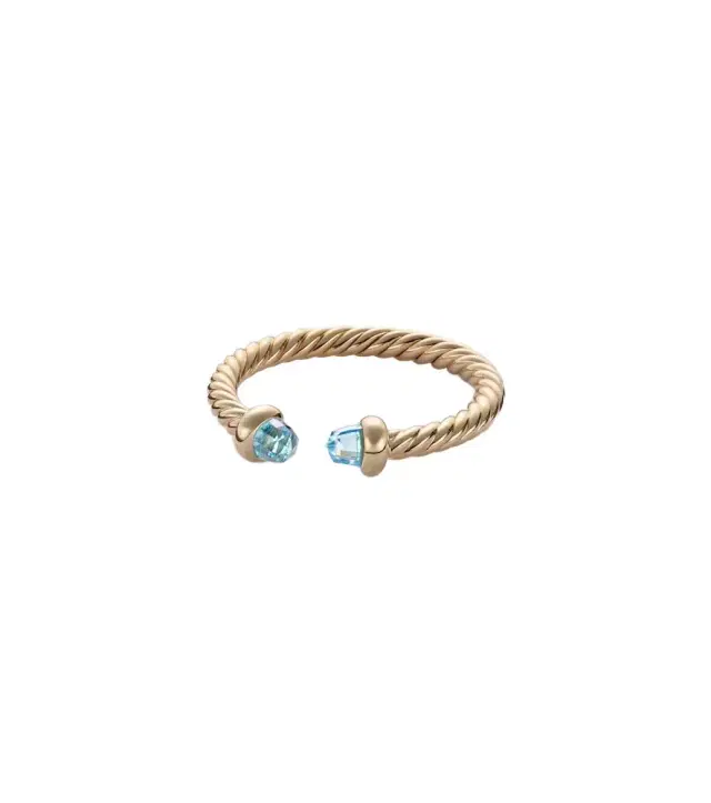 David Yurman Cablespira Micro 18kt gold ring with topaz