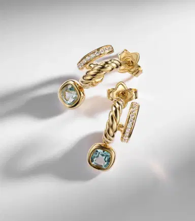 David Yurman DY Mercer 18kt gold earrings with topaz and diamonds | Thumbnail 4 David Yurman DY Mercer 18kt gold earrings with topaz and diamonds | Thumbnail 4