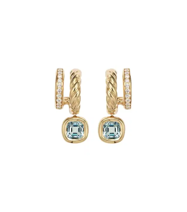 David Yurman DY Mercer 18kt gold earrings with topaz and diamonds