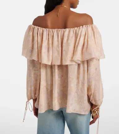 Chloé Chloé Floral silk charmeuse top | Thumbnail 4