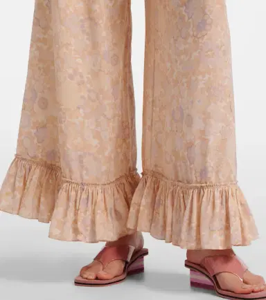Chloé Chloé Floral ruffled silk wide-leg pants | Thumbnail 4