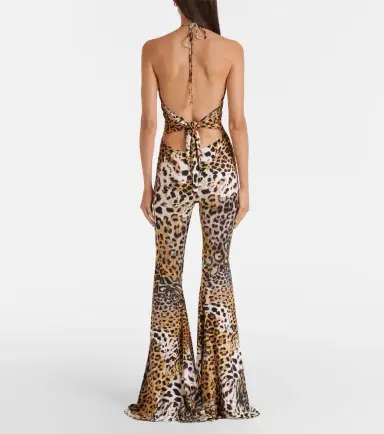 Roberto Cavalli Jaguar-print cutout jersey jumpsuit | Thumbnail 2