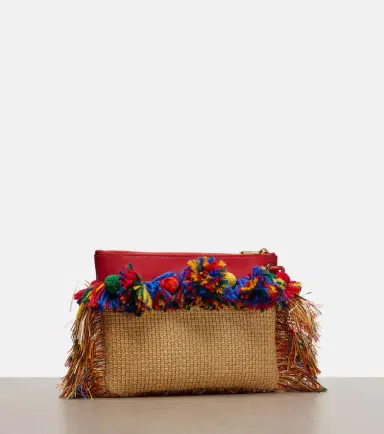 Dolce & Gabbana Fringed woven leather-trimmed pouch | Thumbnail 3
