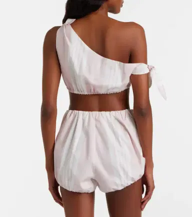 Posse Rosie asymmetric striped cotton crop top | Thumbnail 4