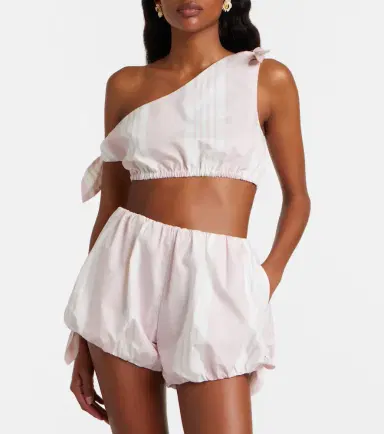 Posse Rosie asymmetric striped cotton crop top | Thumbnail 5