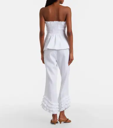 Posse Florence ruffled linen wide-leg pants | Thumbnail 2