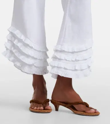 Posse Florence ruffled linen wide-leg pants | Thumbnail 6