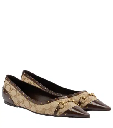 Gucci Savoy Horsebit GG canvas ballet flats | Thumbnail 1
