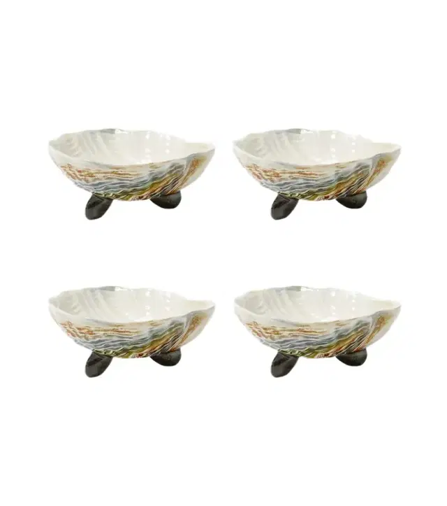 Bordallo Pinheiro Oyster & Scallops set of 4 ceramic bowls