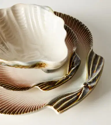 Bordallo Pinheiro Oyster & Scallops set of 4 ceramic dessert plates | Thumbnail 2