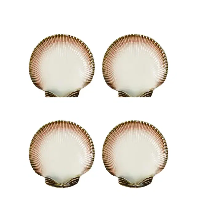Bordallo Pinheiro Oyster & Scallops set of 4 ceramic dessert plates