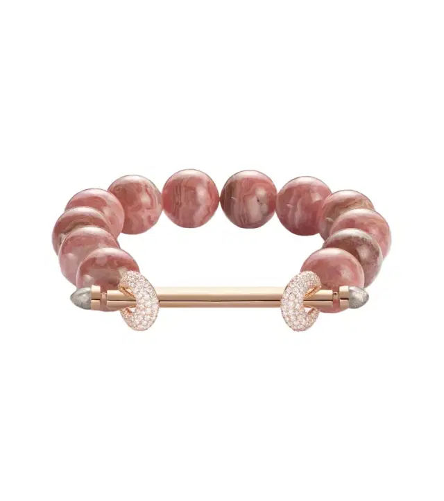 Chakra 18kt rose gold beaded bracelet with gemstones