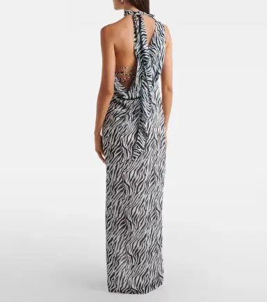 Bananhot Louise zebra-print one-shoulder maxi dress | Thumbnail 2