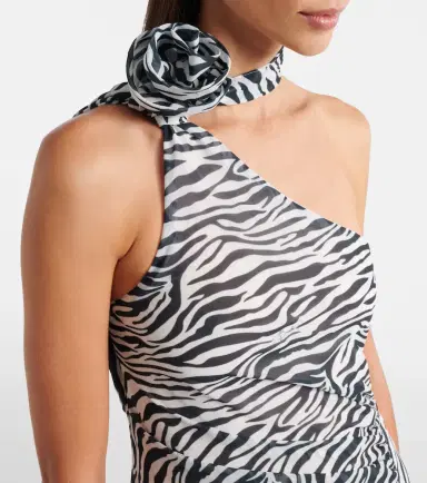 Bananhot Louise zebra-print one-shoulder maxi dress | Thumbnail 4