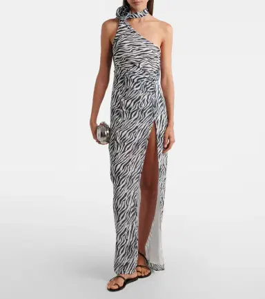 Bananhot Louise zebra-print one-shoulder maxi dress | Thumbnail 5
