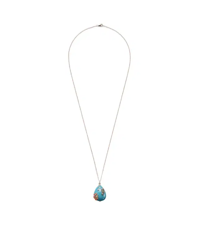 Yvonne Léon Pendentif L'océan 9kt gold necklace with turquoise, diamonds, and gemstones
