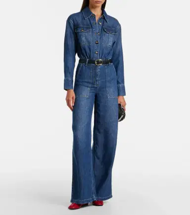 Self-Portrait Belted denim jumpsuit | Thumbnail 4 Self-Portrait Belted denim jumpsuit | Thumbnail 4