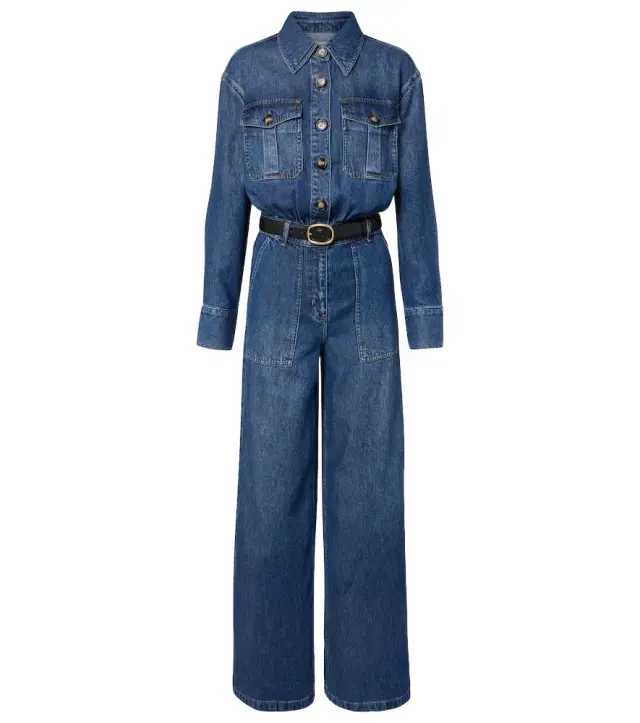 Belted denim jumpsuit