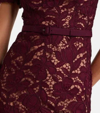 Self-Portrait Belted floral guipure lace midi dress | Thumbnail 3