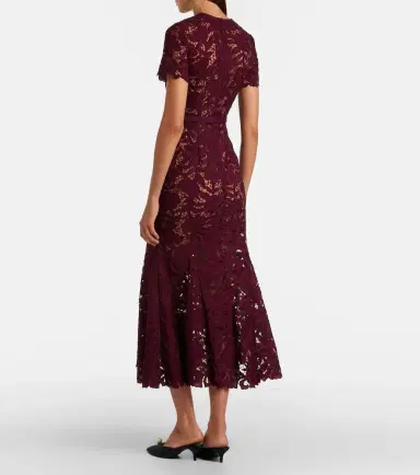 Self-Portrait Belted floral guipure lace midi dress | Thumbnail 6