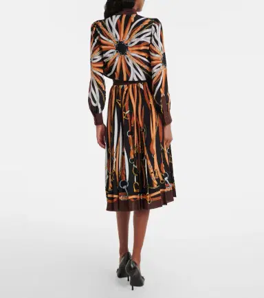 Gucci Printed tie-neck silk shirt dress | Thumbnail 2