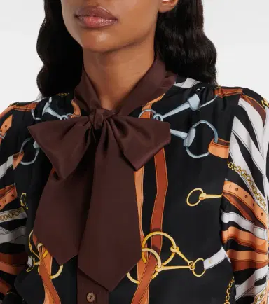Gucci Printed tie-neck silk shirt dress | Thumbnail 3