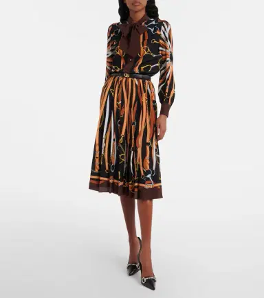 Gucci Printed tie-neck silk shirt dress | Thumbnail 4
