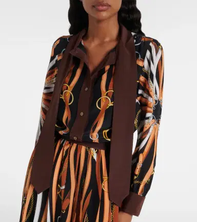 Gucci Printed tie-neck silk shirt dress | Thumbnail 6