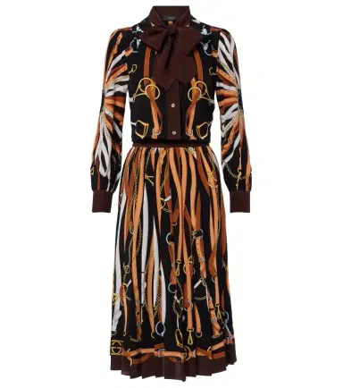 Gucci Printed tie-neck silk shirt dress | Thumbnail 1