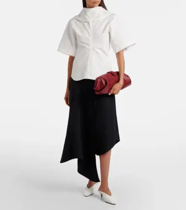 Bottega Veneta Asymmetric cotton midi skirt | Thumbnail 5