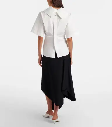 Bottega Veneta Asymmetric cotton midi skirt | Thumbnail 6