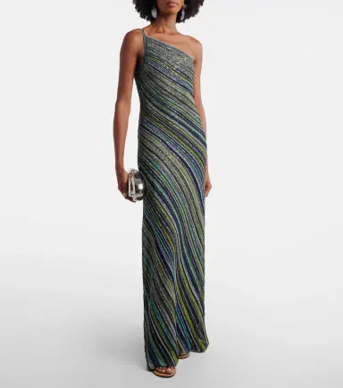 Missoni Sequined one-shoulder lamé maxi dress | Thumbnail 3 Missoni Sequined one-shoulder lamé maxi dress | Thumbnail 3