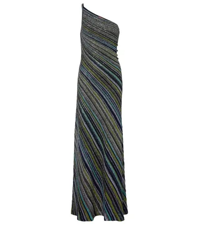 Missoni Sequined one-shoulder lamé maxi dress