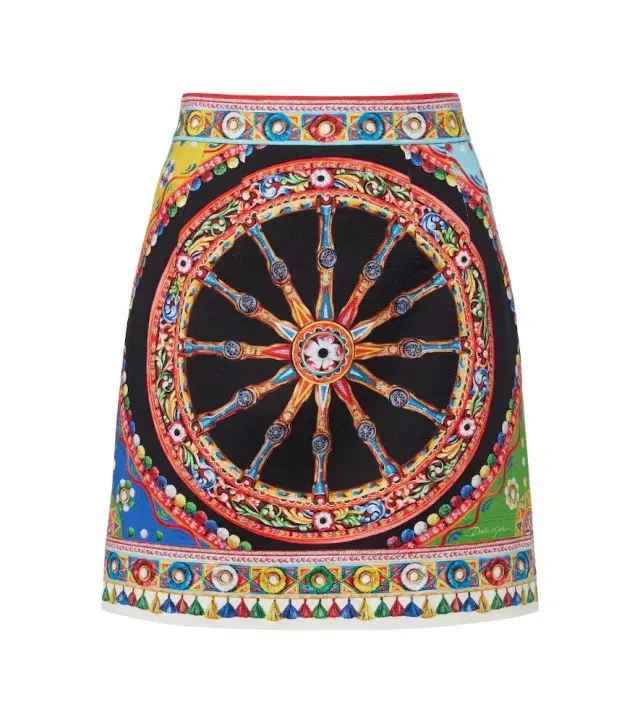 Printed cotton miniskirt