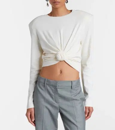 Magda Butrym Cropped cotton-blend jersey top | Thumbnail 3 Magda Butrym Cropped cotton-blend jersey top | Thumbnail 3