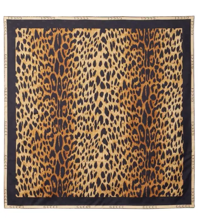 Leopard-print silk twill scarf