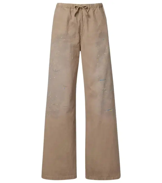 Cotton twill wide-leg pants