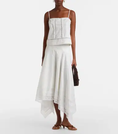 Staud Ainsley lace-trimmed cotton voile midi skirt | Thumbnail 2