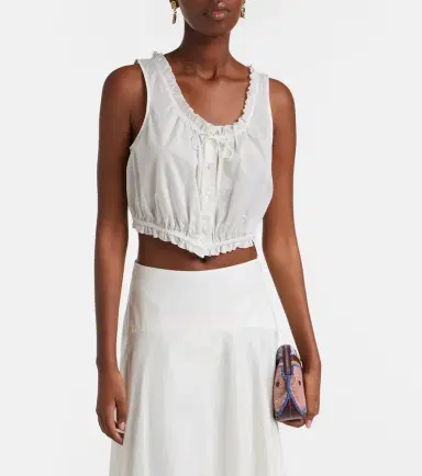 Staud Sicilia lace-trimmed cotton voile top | Thumbnail 2