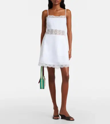Staud Amalina lace-trimmed linen minidress | Thumbnail 2 Staud Amalina lace-trimmed linen minidress | Thumbnail 2