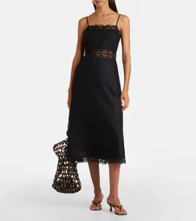 Staud Amalina lace-trimmed linen midi dress | Thumbnail 5
