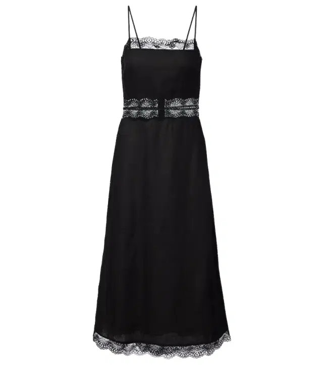 Staud Amalina lace-trimmed linen midi dress