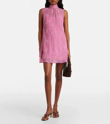 Staud Albee beaded tie-neck organza minidress | Thumbnail 2 Staud Albee beaded tie-neck organza minidress | Thumbnail 2