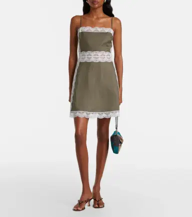 Staud Amalina lace-trimmed linen minidress | Thumbnail 3 Staud Amalina lace-trimmed linen minidress | Thumbnail 3