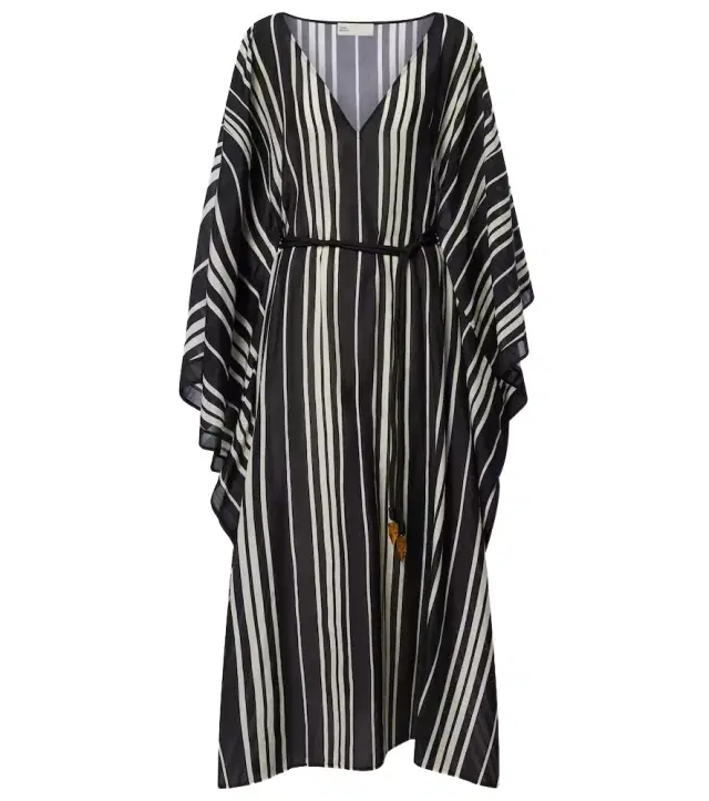 Striped cotton and silk kaftan