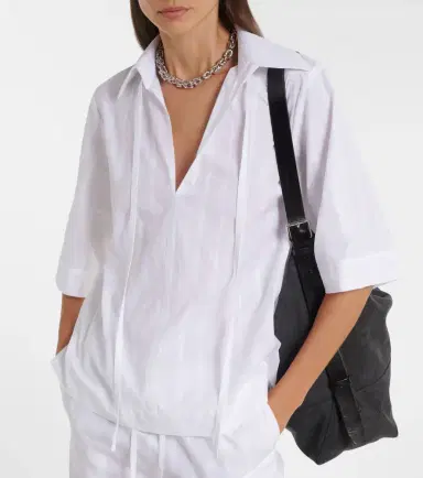 Loulou de Saison Sofi tie-neck cotton poplin top | Thumbnail 4
