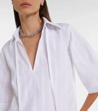 Loulou de Saison Sofi tie-neck cotton poplin top | Thumbnail 5