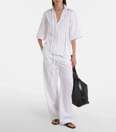Loulou de Saison Sofi tie-neck cotton poplin top | Thumbnail 6